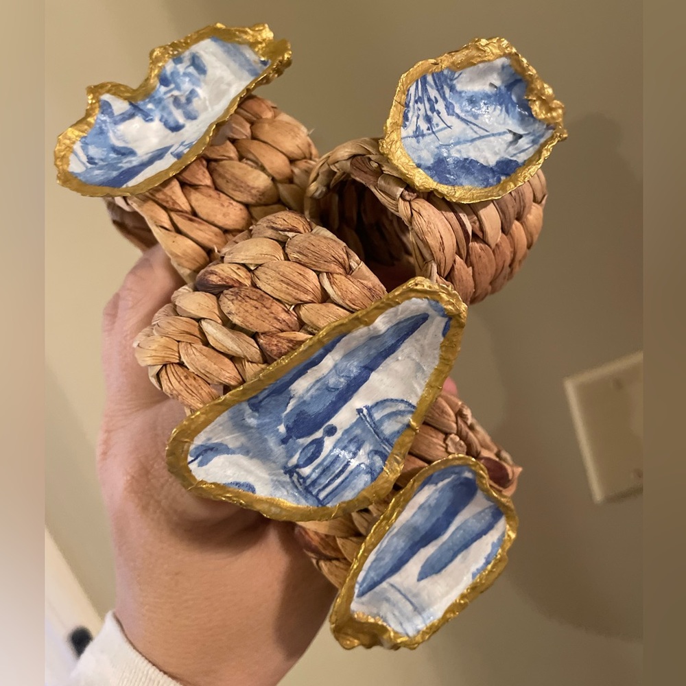 Four oyster shell napkin rings